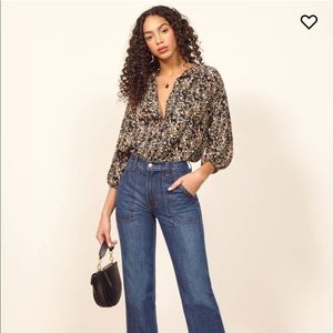 Reformation Laurel Top in Goldfield Floral Print Medium